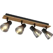 Globo Lampe de plafond Claude 4-noir clair avec bois