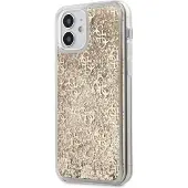 GUESS Paillettes liquides (Apple iPhone 12 mini), Coque pour téléphone portable, Or