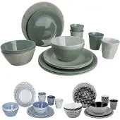 Bo Camp Bo-Camp 16 pcs. set de vaisselle Mix & Match mélamine vert