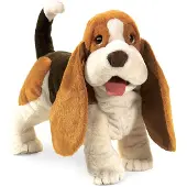 Folkmanis Marionnette à Main Basset Hound , Brun, Blanc, Noir