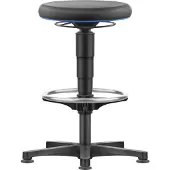 BIMOS Tabouret Allround , hauteur d'assise réglable 560-810 mm, avec patins &amp; repose-pieds, rembourrage SKINTEC, lavable, extrêmement robuste, anneau de couleur bleu