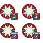 Bialetti Set de 4 tasses de café avec soucoupe, collection Winter Wonderland, Noël 2024
