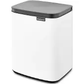 Brabantia Bo Poubelle 7 L Rectangulaire Acier Noir, Blanc
