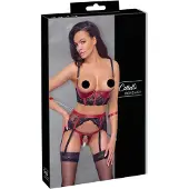 Cotelli collection Bondage Bondage - Ensemble mat avec soutien-gorge rehausseur en dentelle (rouge) - M