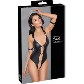 Cottelli Bondage - body ouvert brillant avec anneaux - noir - XL