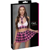 Cottelli - déguisement d’écolière sexy - motif à carreaux rose - set complet