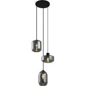 QAZQA Suspension moderne noire avec verre fumé 3 lumières - Sheena