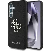 GUESS Coque 4G Metal Logo Saffiano pour Samsung Galaxy S25 - Noir