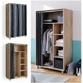 Vicco Armoire Doros Sonoma 100x168cm ouvert, avec roulettes, Model 40592