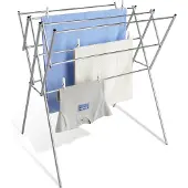 Wenko Séchoir à linge télescopique Séchoir à linge autoportant en acier inoxydable pliable