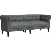 vidaXL Canapé Chesterfield 3 places gris foncé Tissu