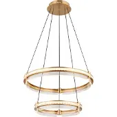Globo Suspension LED, or, cristaux, télécommande, H 120 cm