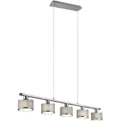 TRIO Suspension KAPRUN argent et nuances d'argent, 5xE14x28W, métal, dimensions : 150x92x12 cm, IP20,