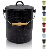 Karl Krueger KARL KRÜGER Eimer mit Deckel 10 Liter 32cm Ø25cm emailliert schwarz gesprenkelt