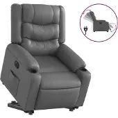 vidaXL Fauteuil relax releveur électrique gris similicuir