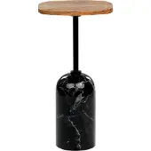 Beliani Table moyenne en bois clair avec plateau noir en bois d'acacia, piètement métallique effet marbre, table de salon ronde de style moderne