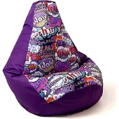 Go Gift Sac Sako pouffe imprimé poire violet-WOW XL 130 x 90 cm