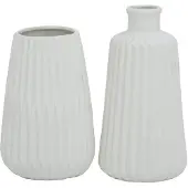 Boltze Set de vases Esko 2 pièces blanc mat, vases à fleurs en céramique,¸ env. 8,5 cm (2x)