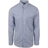 Gant pour homme. 3000140 Chemise en popeline coupe régulière Banker Stripe bleu (M), Casuel, Coton, Manche longue