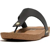 FitFlop pour femme. HE9-001 Sandales en cuir iQushion noir (37), Éco-cuir, 1 à 3 cm, Casuel