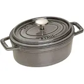 Staub Cocotte en fonte, Ovale 17 cm, 1 L, Fonction Aromaregen, Adapté à tous les types de feux, Gris graphite