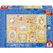 Schmidt Spiele Puzzle Nobles Chats Parmi les Fleurs - 1000 pièces