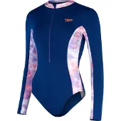 Speedo Long Sleeve Panel Swimsuit Bleu UK 30 Femme
