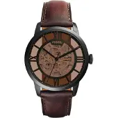Fossil Montre à affichage analogique brun foncé / anthracite