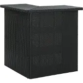 vidaXL Table de bar d'angle noire 100x50x105 cm Poly rotin