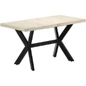 vidaXL Table de salle à manger 140x70x75 cm en bois massif de mangue blanchi