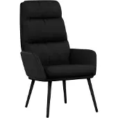 vidaXL Fauteuil relax avec pouf Noir Tissu et similicuir