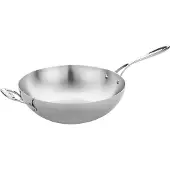 Vogue Poêle wok en acier inoxydable | 30,5 cm Ø
