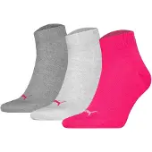 Puma Unisexe, Chaussettes, Quarter Plain, Gris, Pink, (Lot de 3, 39 - 42)
