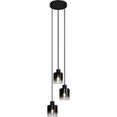 QAZQA Suspension moderne noire avec verre fumé 3 lumières - Dame