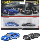 Hot Wheels HRR74 Premium Lot de 2 Nissan R390 GT1/'94 Nissan Primera Vhicule Jouet Minicar 3 ans Bleu/Noir