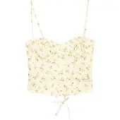 Bershka Haut beige / vert foncé / rouge sang