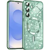 Techsuit - Luxury Glitter MagSafe - Samsung Galaxy S25 - Light Green (Samsung Galaxy S25), Coque pour téléphone portable, Vert