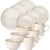 Excellent houseware Jídelní sada talí kamenina 16 ks béová KO-Q97001200