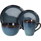 Excellent houseware set de vaisselle 16 pièces en faïence, émail réactif, lavable au lave-vaisselle & micro-ondes