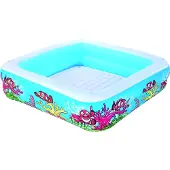 Bestway With Awning Square Inflatable Play Pool 147x147x122 Cm Bleu 265L