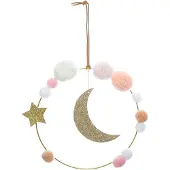 Atmosphera Suspension décorative Lune et Pompons