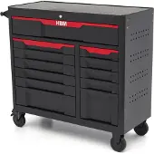 HBM Chariot à outils 12 tiroirs, 106 cm, noir