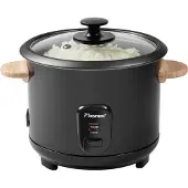 Bestron cuiseur à riz avec poignées en bambou, pour 8-10 personnes, avec gobelet doseur & cuillère à riz, avec fonction maintien au chaud, capacité 1,8 litres, 700 watts, couleur : noir