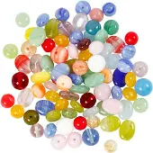 Creativ Company Perles de verre diverses rondes, ovales, circulaires, 60 grammes