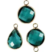 Creotime Assortiment de pendentif à facettes - Vert Lagon - 6 pcs - Argent - Mixte