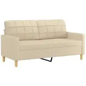 vidaXL Canapé à 2 places Crème 140 cm Tissu