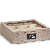 Zeller Present Boîte de sachets de thé, Accessoires de thé, Marron
