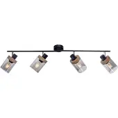 JUST LIGHT Projecteur - Marron - Gris - Noir - Verre - Bois - Métal - 4-flamme - L 114 cm