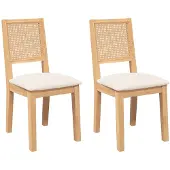 vidaXL Chaises de salle à manger avec coussins 2 pcs. Bois massif d'hévéa