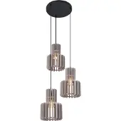 QAZQA Suspension rétro noire avec 3 lumières taupe - Felt